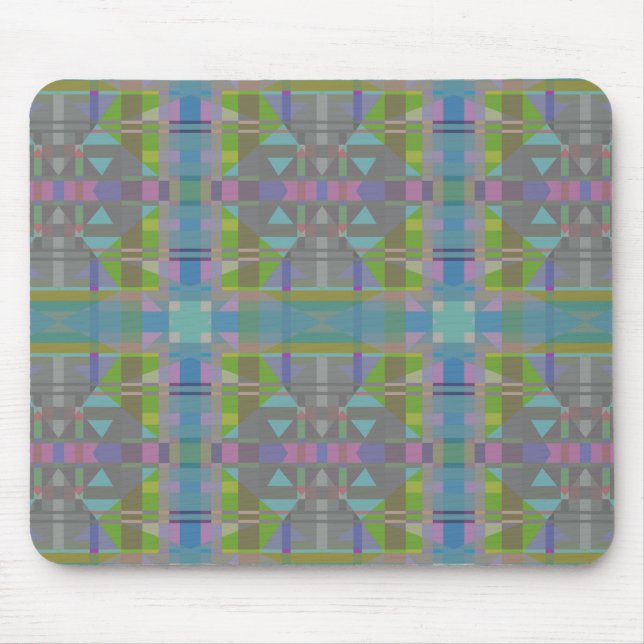Green Blue Purple Geometric Mouse Pad (Front)