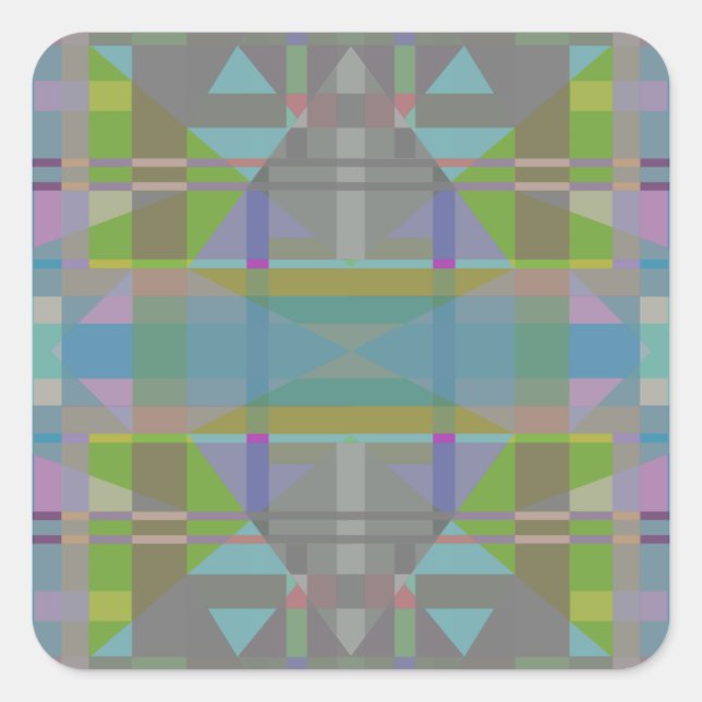 Green Blue Purple Geometric Square Sticker (Front)