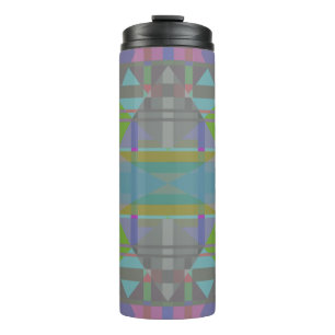 Green Blue Purple Geometric Thermal Tumbler