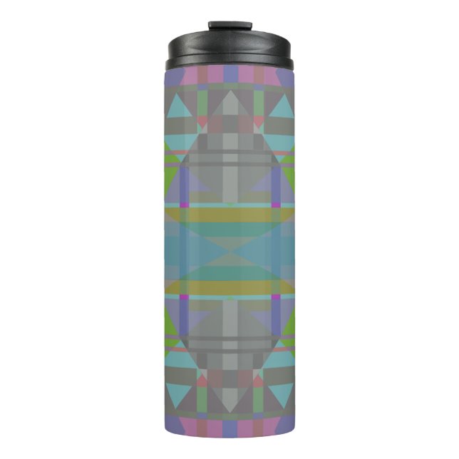 Green Blue Purple Geometric Thermal Tumbler (Front)