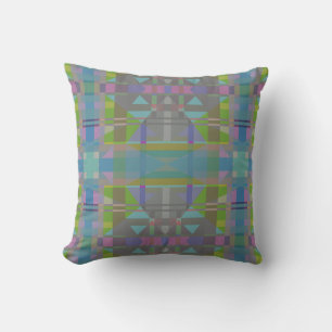 Green Blue Purple Geometric Throw Pillow