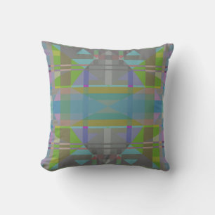 Green Blue Purple Geometric Throw Pillow