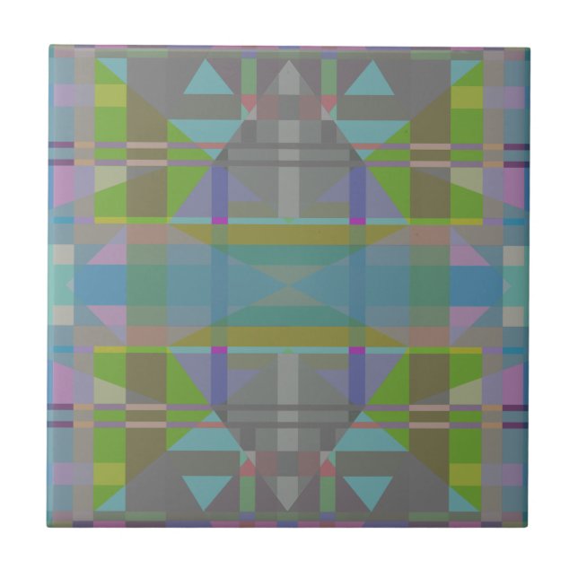 Green Blue Purple Geometric Tile (Front)