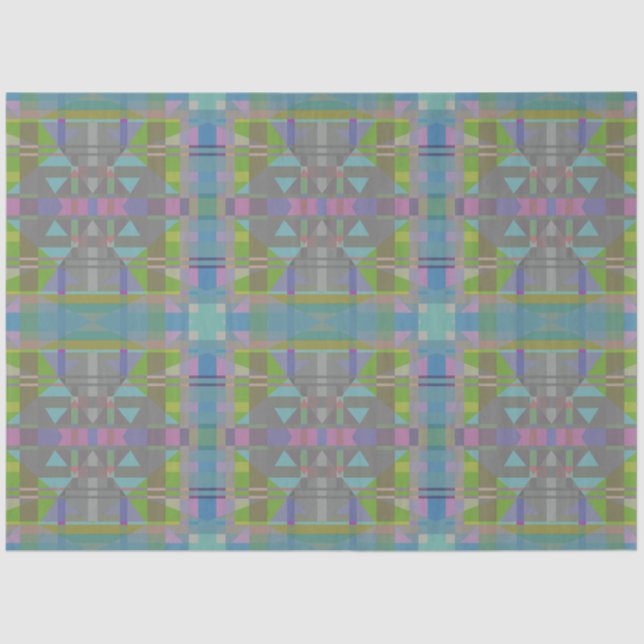 Green Blue Purple Geometric Tissue Paper (Front)