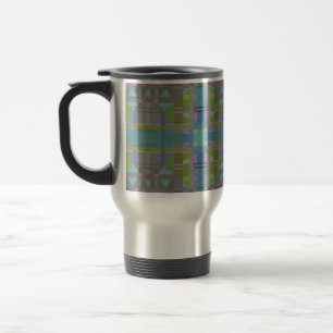 Green Blue Purple Geometric Travel Mug