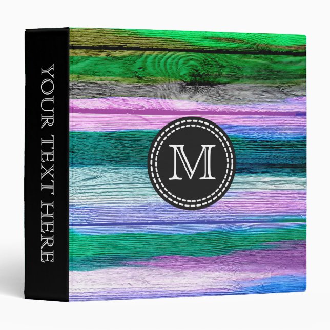 Green, Blue, Purple Watercolor Abstract Pattern #2 Binder (Front/Spine)