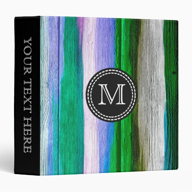 Green, Blue, Purple Watercolor Abstract Pattern Binder (Front/Spine)