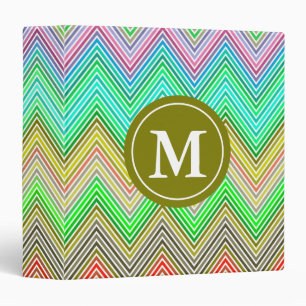Green Blue Red Personalized Monogram Chevron Binder
