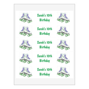 Green & Blue Rollerskate Water Bottle Label