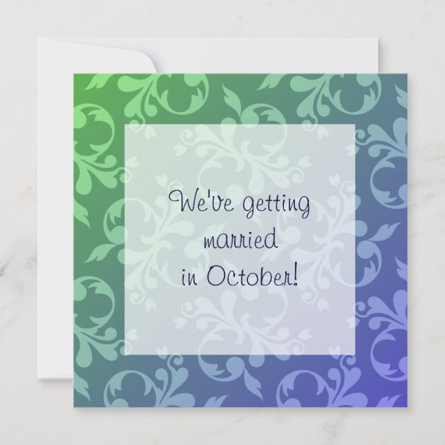 Green & Blue Scroll Invitation (Front)
