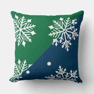 Green/Blue Snowflake Designer Pillow