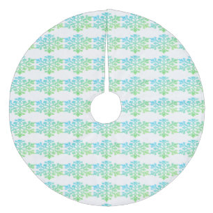 Green Blue Snowflakes Christmas Tree Skirt