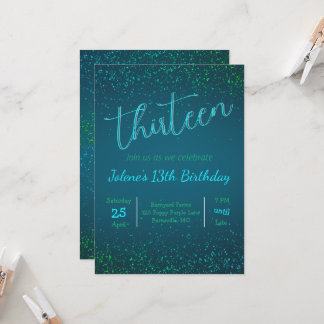 Green Blue Sparkle Invitation