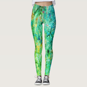 green blue spray paint look print cool Leggings