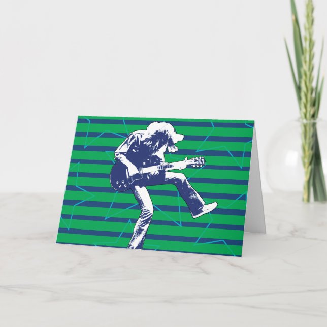 Green Blue Superstar Birthday Card (Front)