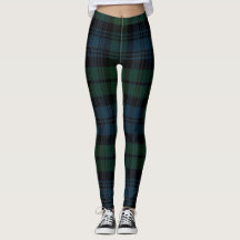 Green Blue TARTAN Plaid LEGGINGS For Women