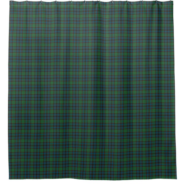 Green Blue Tartan Plaid Shower Curtain (Front)