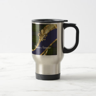 Green & blue tartan plaid travel mug