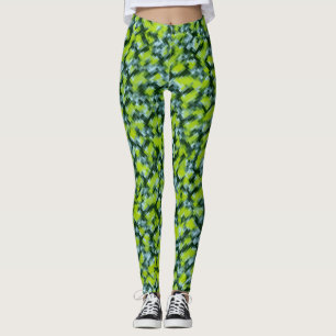Green Blue Teal Mosaic Pattern Leggings