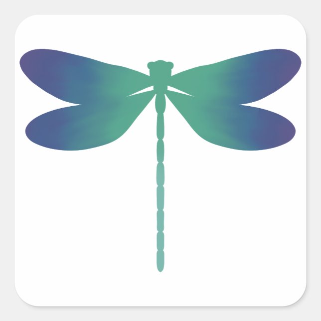 Green-Blue Thin Dragonfly Gradient Sticker (Front)