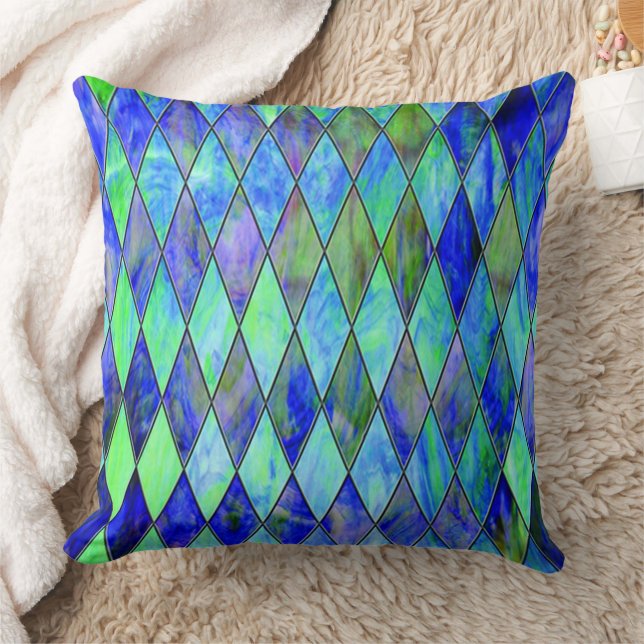 Green & Blue Throw Pillow (Blanket)
