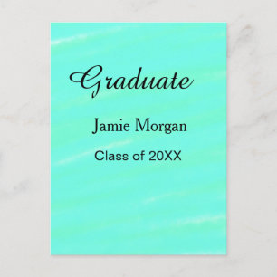Green blue watercolor graduation add name year  postcard