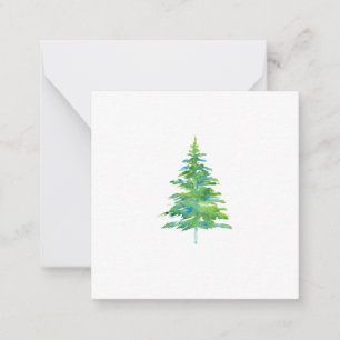Green Blue Watercolor Pine Tree Card