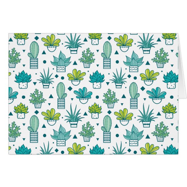 Green & Blue Watercolor Succulent Pattern (Front Horizontal)