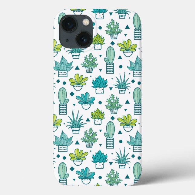 Green & Blue Watercolor Succulent Pattern Case-Mate iPhone Case (Back)
