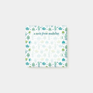 Green & Blue Watercolor Succulent Pattern Post-it Notes