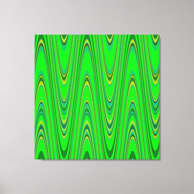 Green Blue Yellow Modern Geometric Wave Pattern Canvas Print (Front)