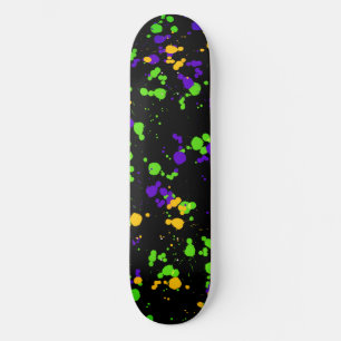 Green Blue Yellow Paint Splatter Design Pattern Skateboard