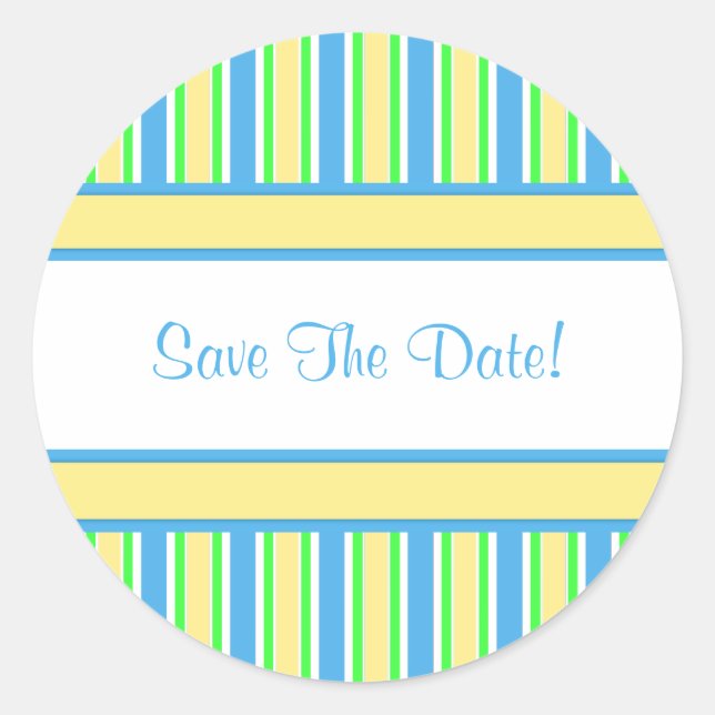 Green Blue & Yellow Striped Stickers (Front)