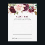 Green Blush Burgundy Floral Bucket List Cards<br><div class="desc">These green blush burgundy floral bucket list cards are the perfect activity for a rustic wedding reception or bridal shower. The design features elegant green,  blush,  purple,  red and burgundy hand-drawn flower bouquets,  inspiring natural beauty. Bucket List sign is sold separately.</div>