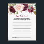 Green Blush Burgundy Floral Bucket List Cards<br><div class="desc">These green blush burgundy floral bucket list cards are the perfect activity for a rustic wedding reception or bridal shower. The design features elegant green,  blush,  purple,  red and burgundy hand-drawn flower bouquets,  inspiring natural beauty. Bucket List sign is sold separately.</div>