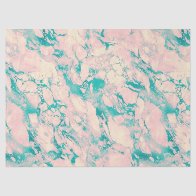Green Blush Pink Abstract Marble Tissue Paper (Front)