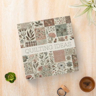 Green Blush Pink Patchwork Floral Sewing Organizer Binder