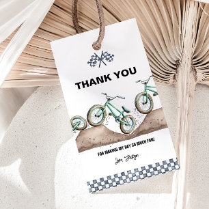 Green BMX Dirt bike thank you gift tag
