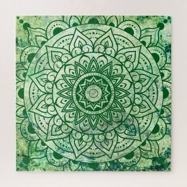 Green Bohemian Ethnic Stylish Mandala  Jigsaw Puzzle (Vertical)