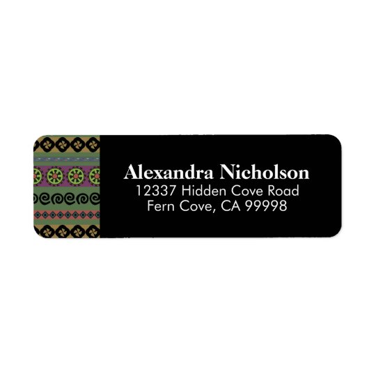 Green Boho Aztec Pattern Hipster Tribal Return Address Label