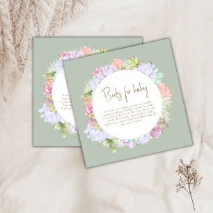 Green Boho Cactus Desert Books For Baby Shower Enclosure Card