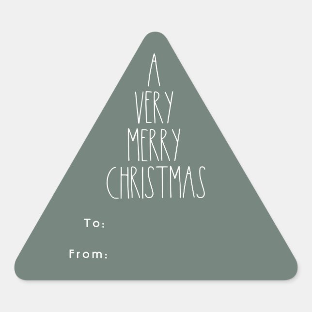 Green Boho Christmas Gift Triangle Sticker (Front)