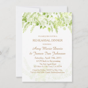 Green Boho Floral Spring Rehearsal Dinner Invite