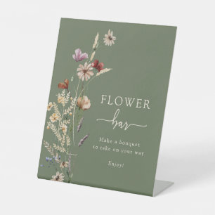 Green Boho Flower Bar Sign