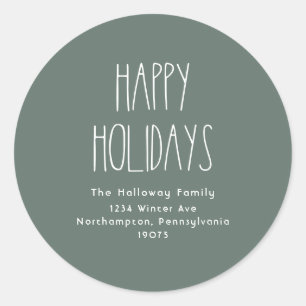Green Boho Happy Holidays Envelope Seals
