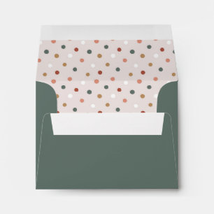 Green Boho Polka Dot Christmas Card Envelope