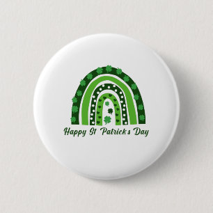 Green Boho Shamrock Rainbow St. Patrick's Day 2 Inch Round Button