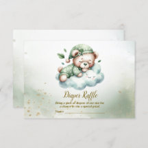 Green Boho Sleeping Teddy Bear Cute Baby Shower