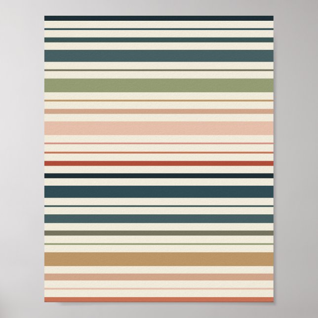 Green Boho Stripes Poster (Front)