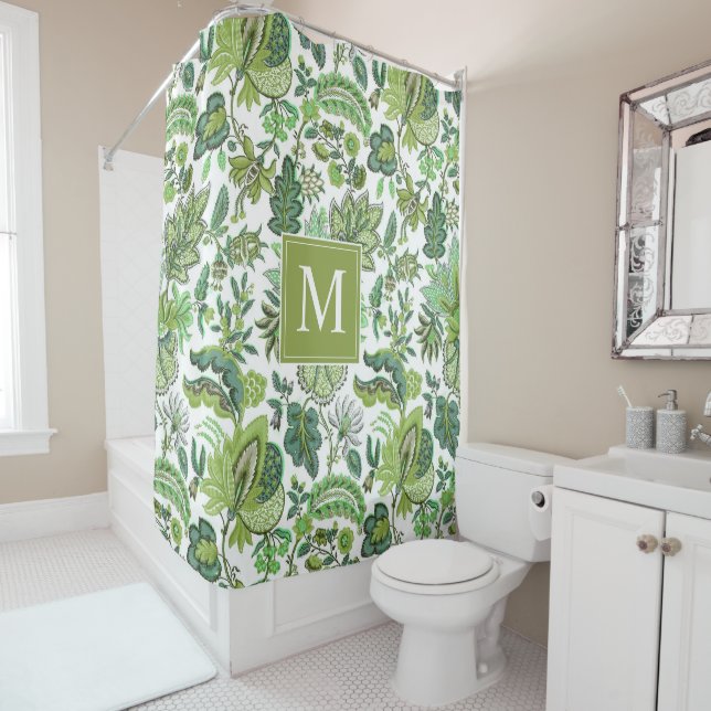 Green Boho Vintage Floral Monogram (In Situ)